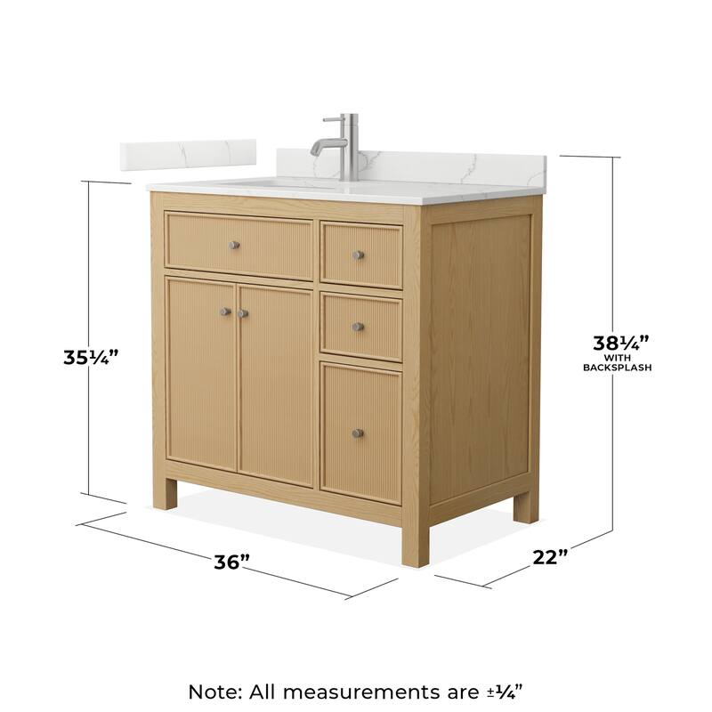 Wyndham Collection WCF9292-36S-QTZ-UNSMXX Pendry 36" Free Standing