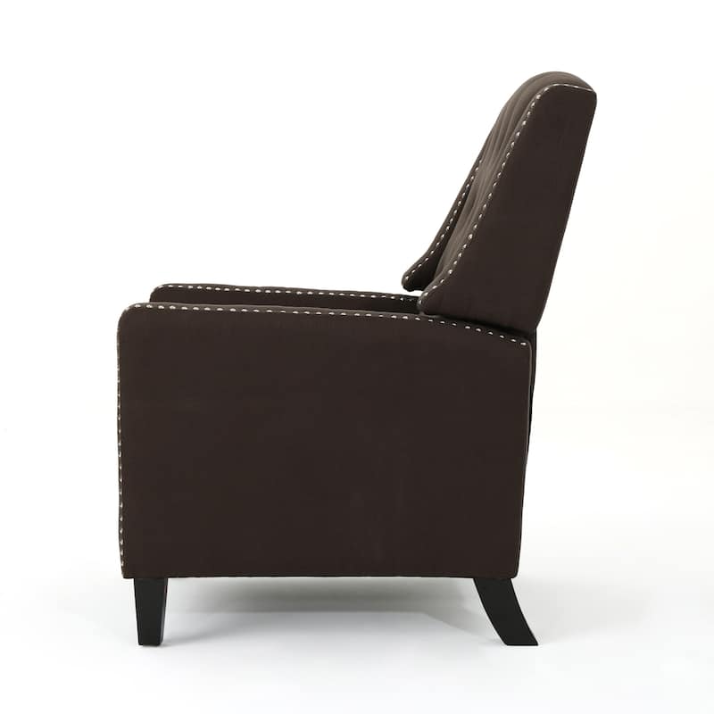 Pushback Recliner Chair, Fabric Armchair Push Back Recliner with Rivet Trim, Mid Century Tufting Accent Chair for Living Room