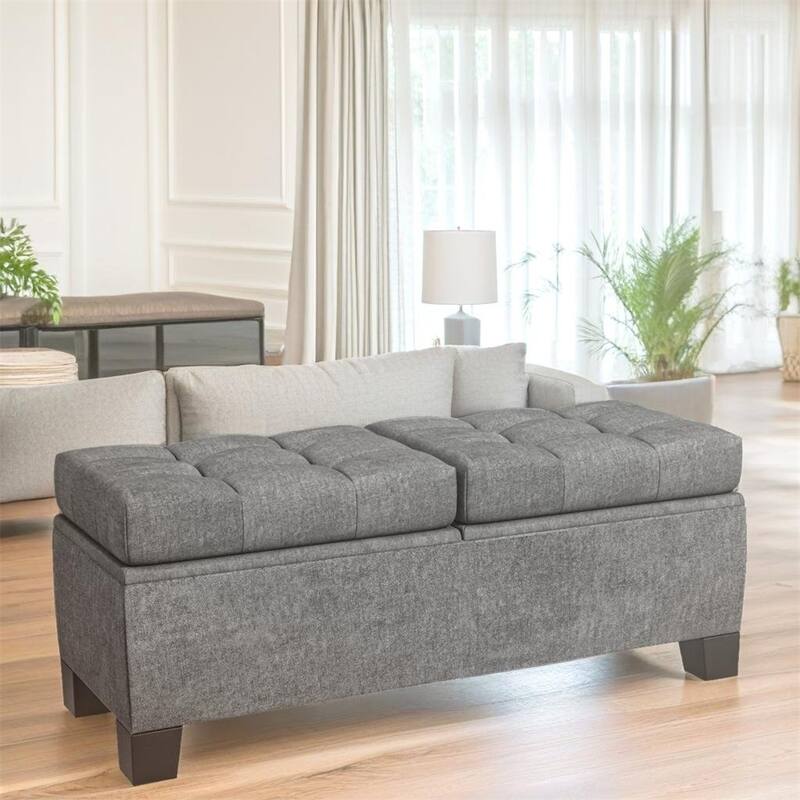 46" Storage Upholstered Ottoman Bench with Steel Frame