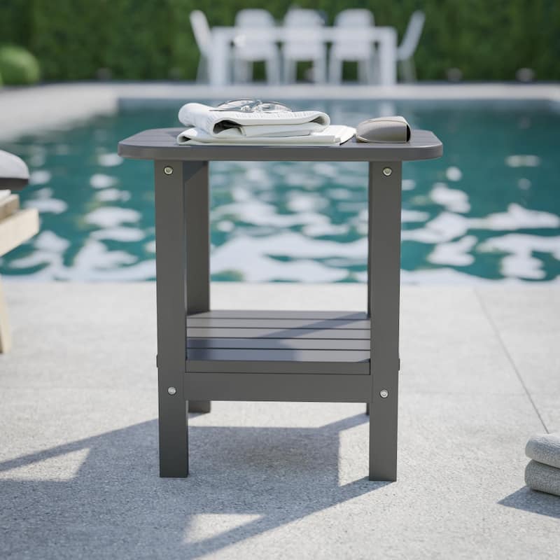 Commercial Grade All-Weather Adirondack Style Patio Side Table - Gray