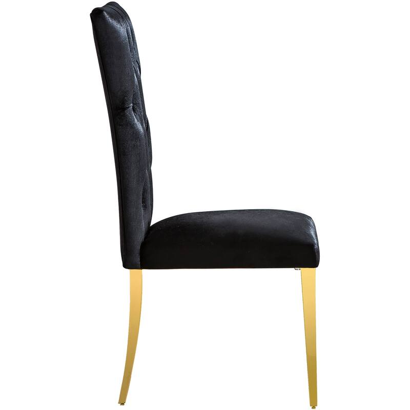 Velvet Tufted Upholstered Dining Room Chairs in Buttons Tufted High Back and Mirror Stainless Steel Legs