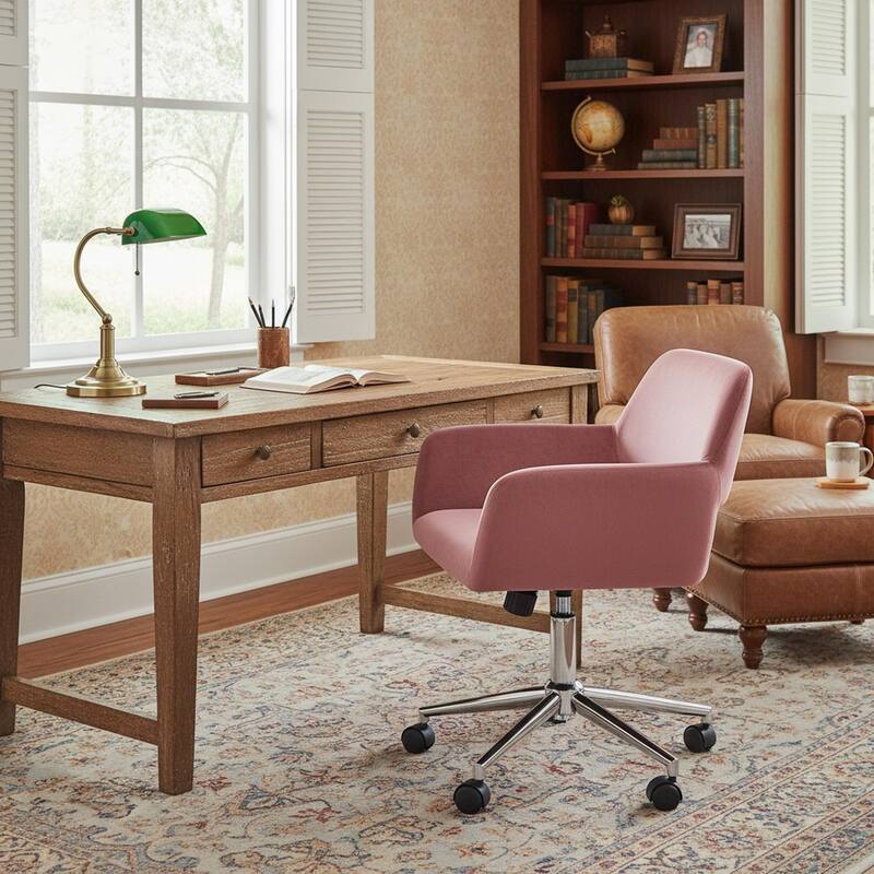 Homylin Modern Velvet Upholstered Task Chair with 360 Degree Swivel