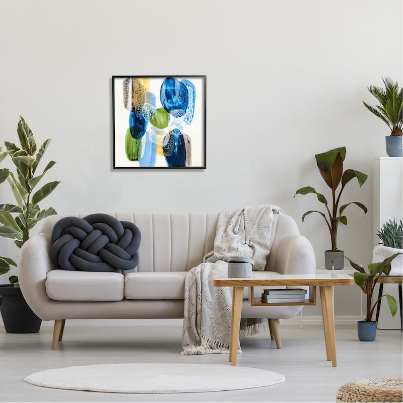 Stupell Vivid Blue Circle Shapes Abstract Pebbled Design Framed Wall Art, Design by Liz Jardine