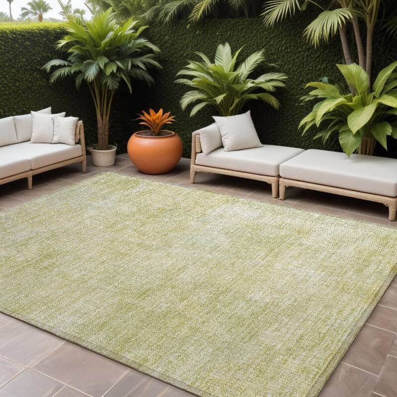 Dax Modern Art-Inspired Weather Resistant Blended Style Outdoor Rug - 8' X 10' - Gold