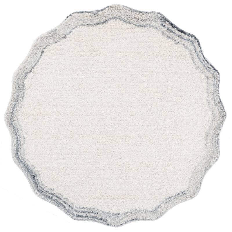 SAFAVIEH Handmade Vermont Shani Transitional Wool Rug - 6' Round - Ivory/Grey