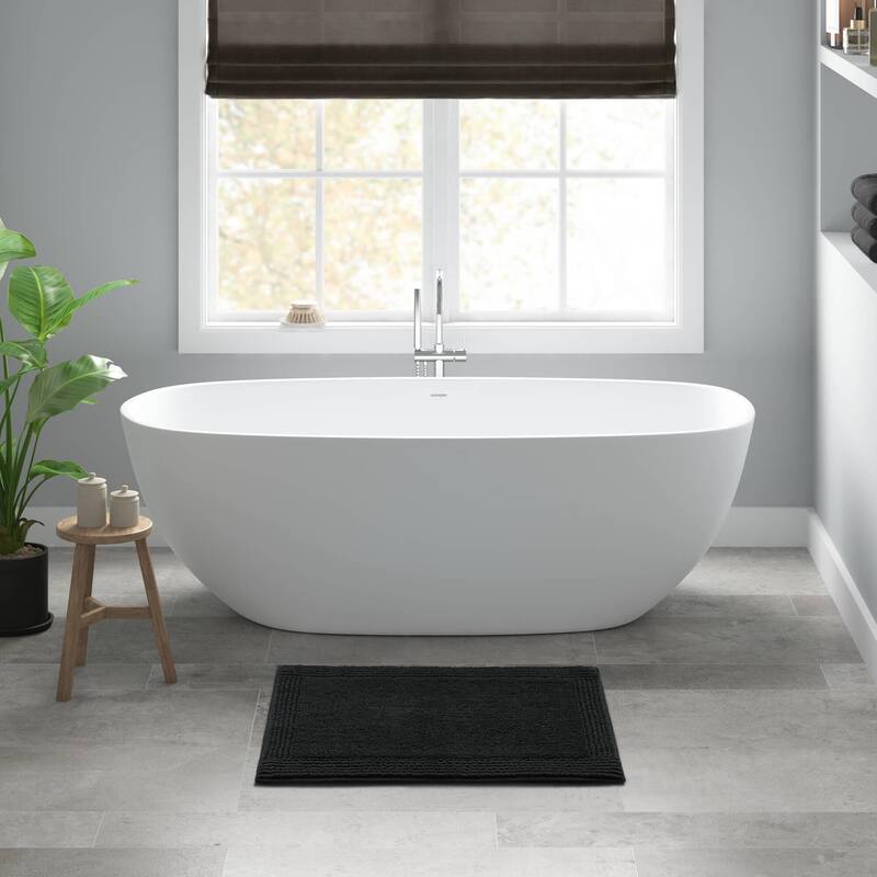 Cotton Tufted 3000 GSM Reversible Bath Rug - 20x30" - Black