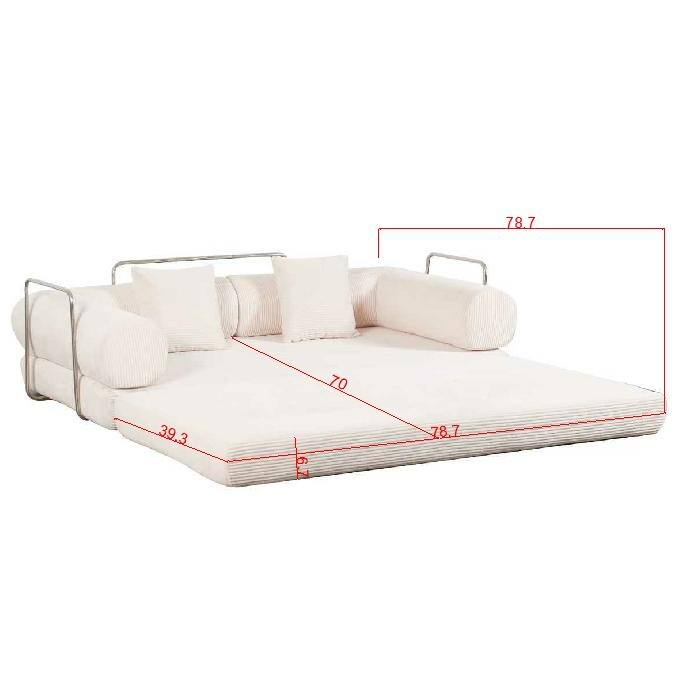 Folding Sofa Bed, 78.7 Inch Boneless Couch for Living Room, Floor Loveseat Sleeper with Pull Out Bed, Modular Futon Couch