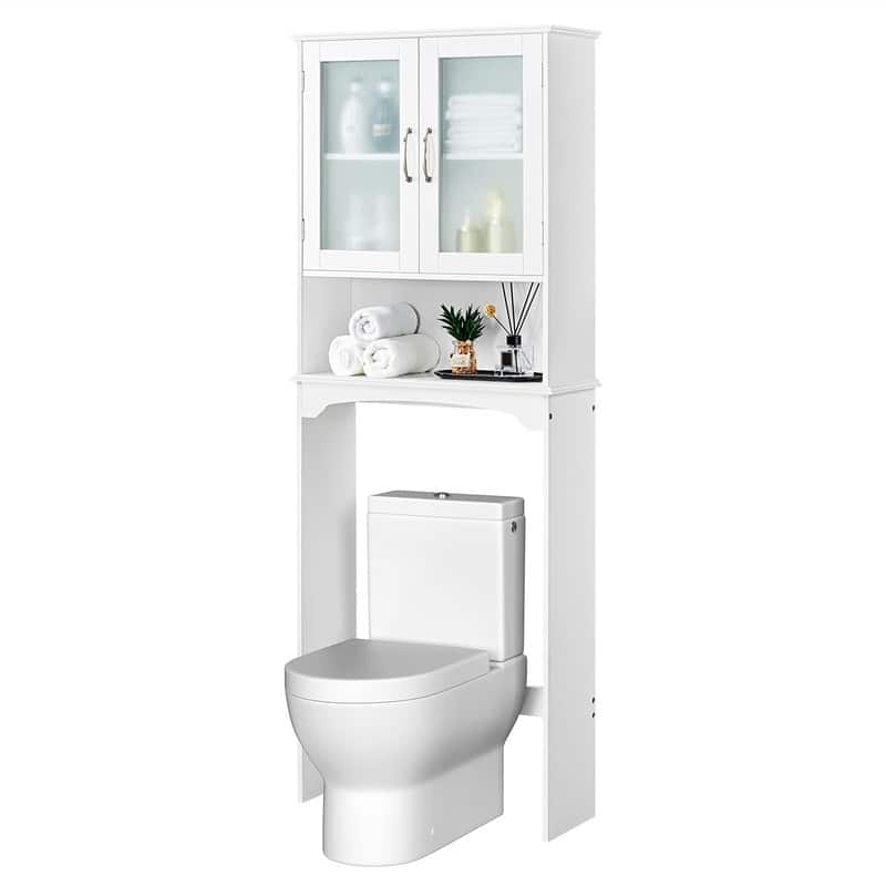 Over The Toilet Storage Cabinet - 9"D x 25"W x 66"H - White
