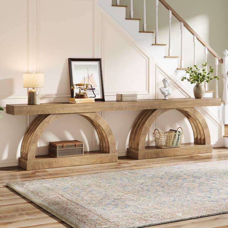 63-Inch Long Console Table Behind the Couch