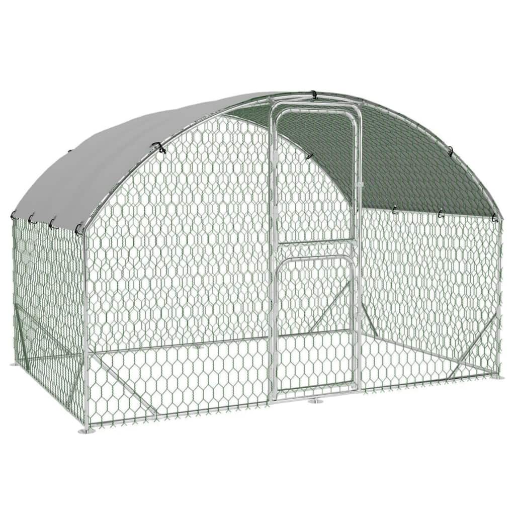 Metal Chicken Coop with Cover Large Walk-in Chicken Runs with ribs