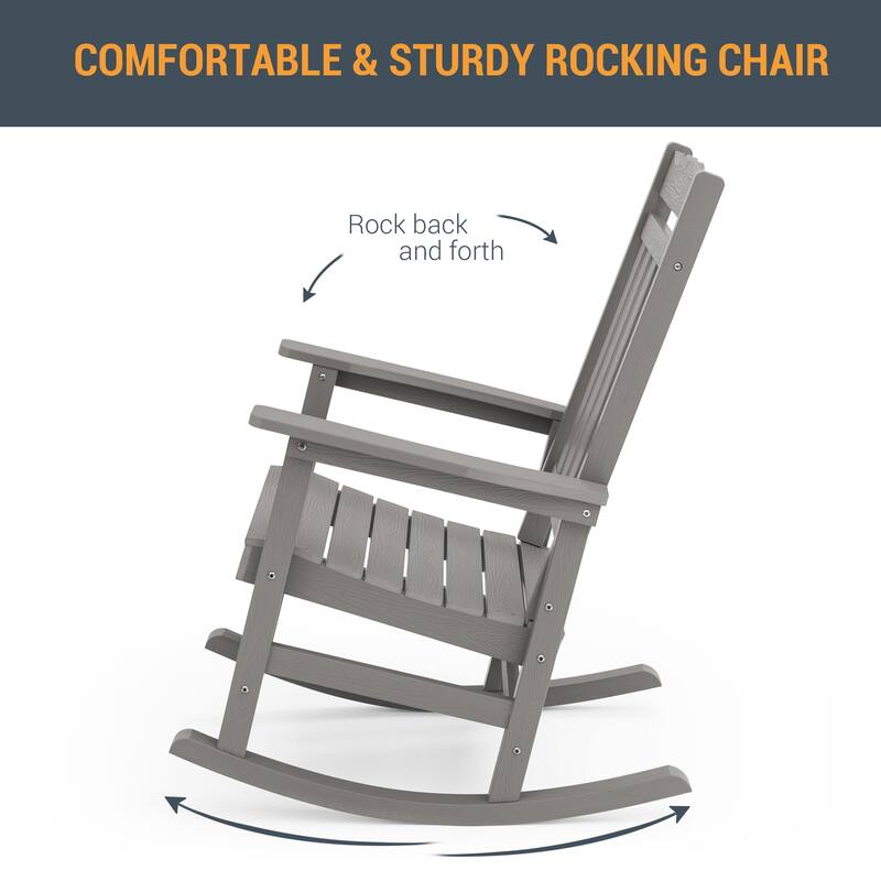 LIVOOSUN Patio Adirondack Chair Outdoor Plastic Rocking Chair