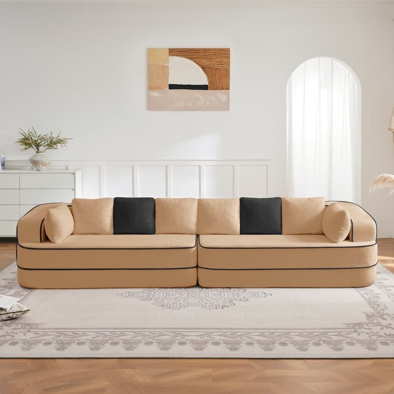 4-Seat Teddy Modular Boneless Sectional Sofa with Non-Slip Bottom for Living Room