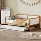 preview thumbnail 2 of 6, U-shape Daybed Twin Size Bed Solid Wood Frame Sofa Bed with Trundle Bed and Curved Guardrail for Adults, No Need Box Spring