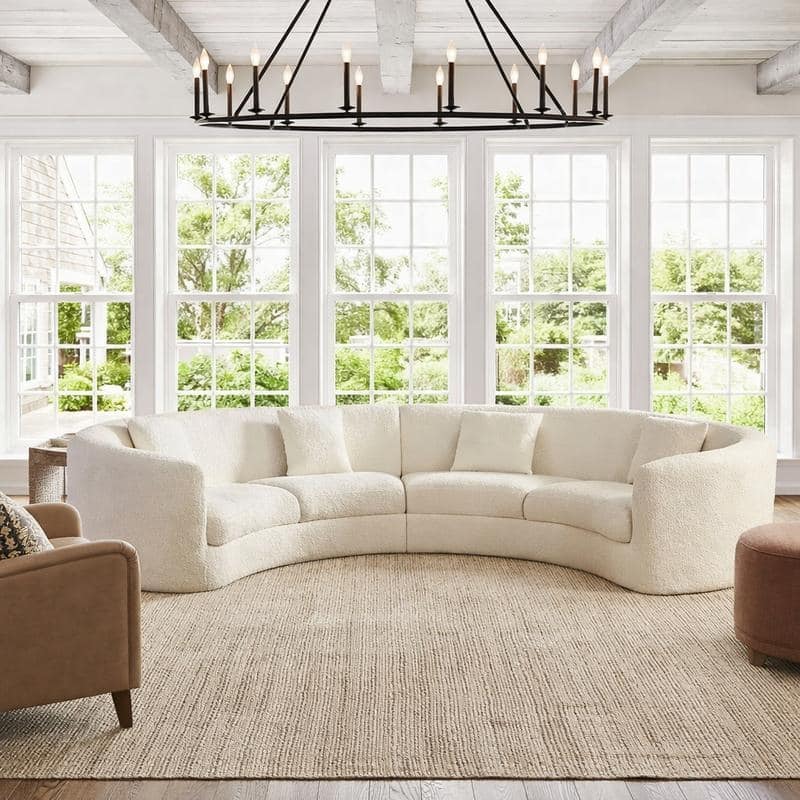 Curved Cloud Sofa, Upholstered Comfy Sofa with Pillows for Living Room