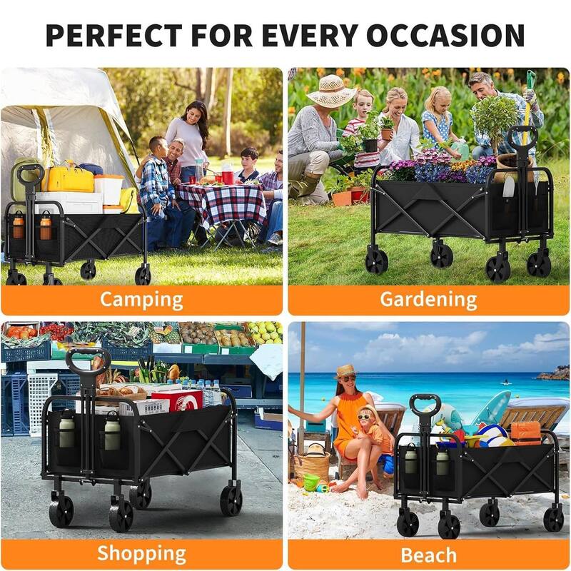 Foldable 380LBS Capacity Utility Heavy Duty Wagon Camping Cart
