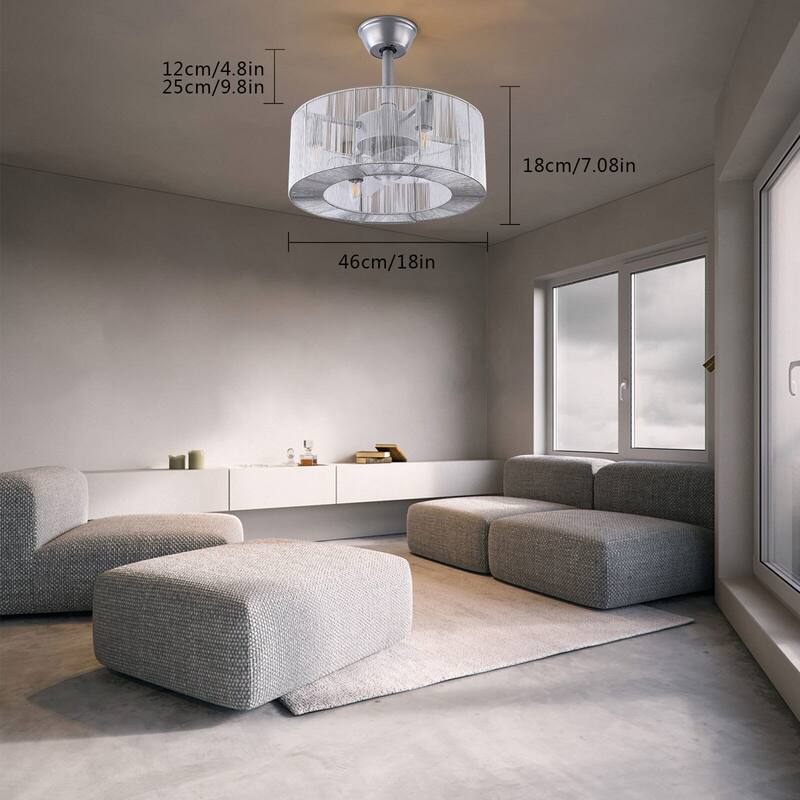 Contemporary 4-Light Silver Enclosed Ceiling Fan with Unique Shade