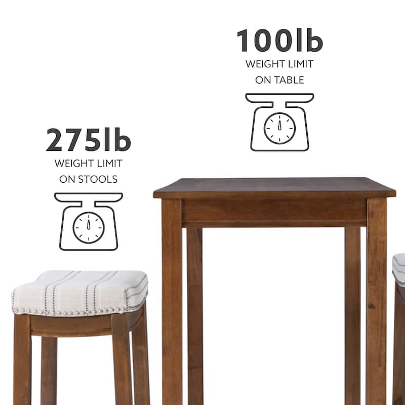 3-Piece Bar Table and Stool Set- 47.25" - Beige and Brown