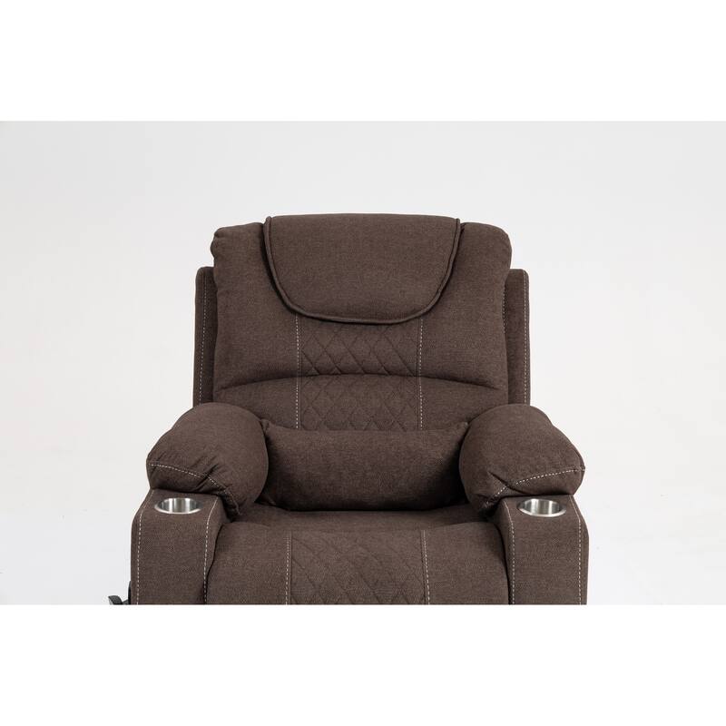 Velvet Oversized Power Lift Recliner Chair, Dual OKIN Motors & Cup Holders