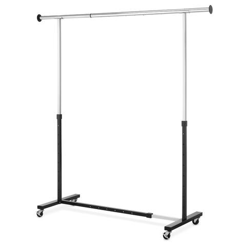 Adjustable Rolling Expandable Garment Rack, Metal