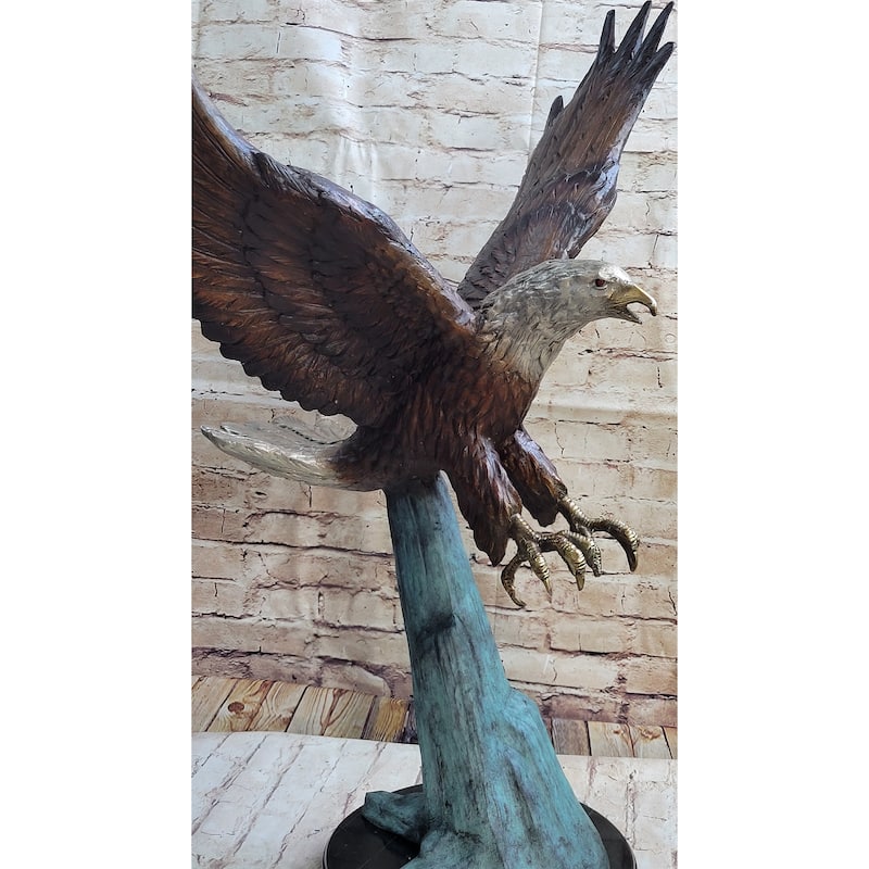 Swooping American Bald Eagle Real Bronze Sculpture Indoor Outdoor Statue 30 Inches X 21 Inches