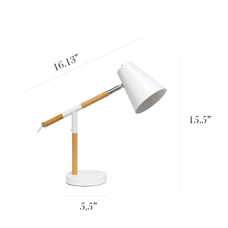 Simple Designs Matte and Wooden Pivot Desk Lamp - 16.13 X 5.50 x 15.50 (L x W x H)