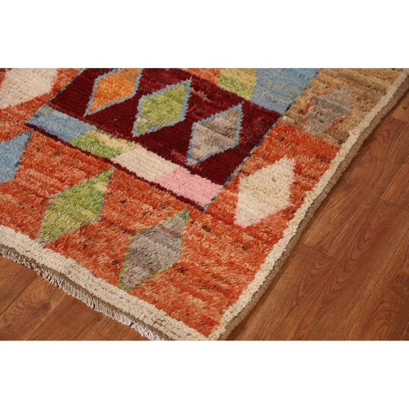 Tribal Moroccan Oriental Runner Rug Handmade Multi-Color Wool Carpet - 3'0" x 9'9"