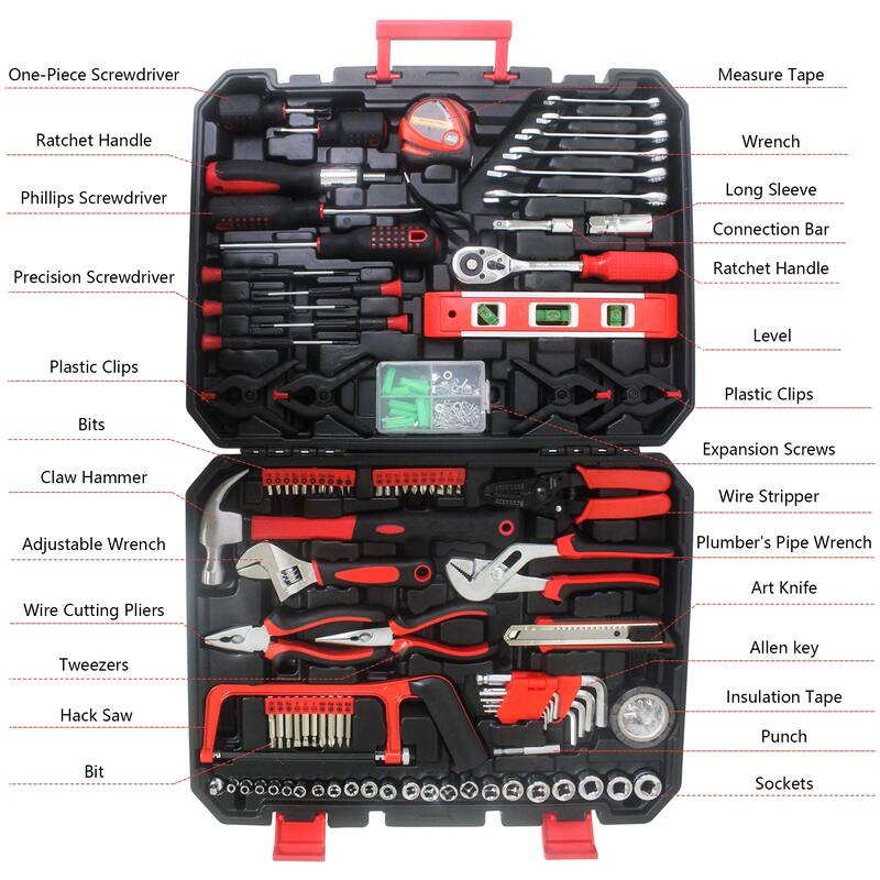 238 Piece Hand Tool Kit With Storage Case Toolbox Package Tool Set Repair Tool - 1