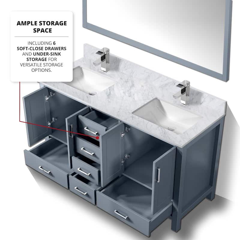 Jacques 60 in. W x 22 in. D White Double Bath Vanity