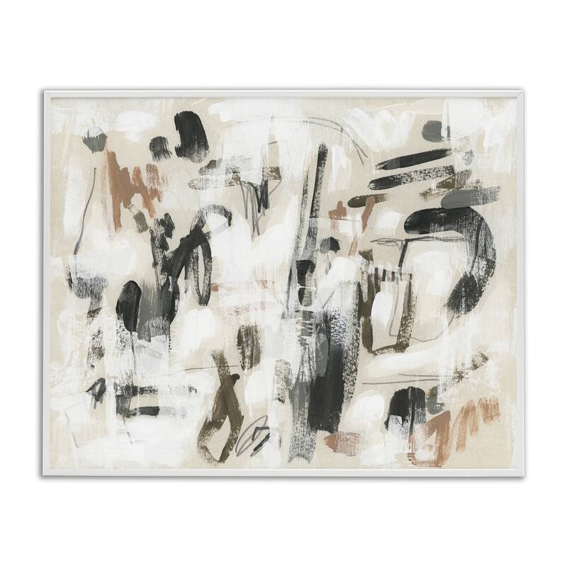 Stupell Chaotic Earthy Strokes Framed Giclee Art Design By June Erica Vess - 30 x 24 - White