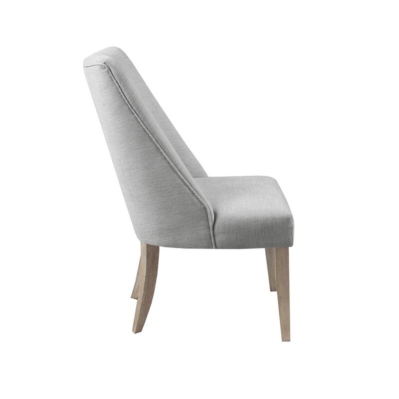 Roomfitters Set of 2 Upholstered Dining Chairs, High Back Armless Side Chairs with Solid Wood Legs for Kitchen, Light Gray