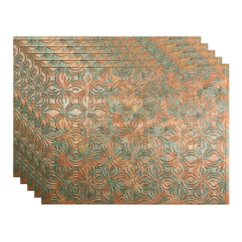 FASÄDE Lotus Decorative Vinyl Backsplash Panel - 5 Pack - Copper Fantasy