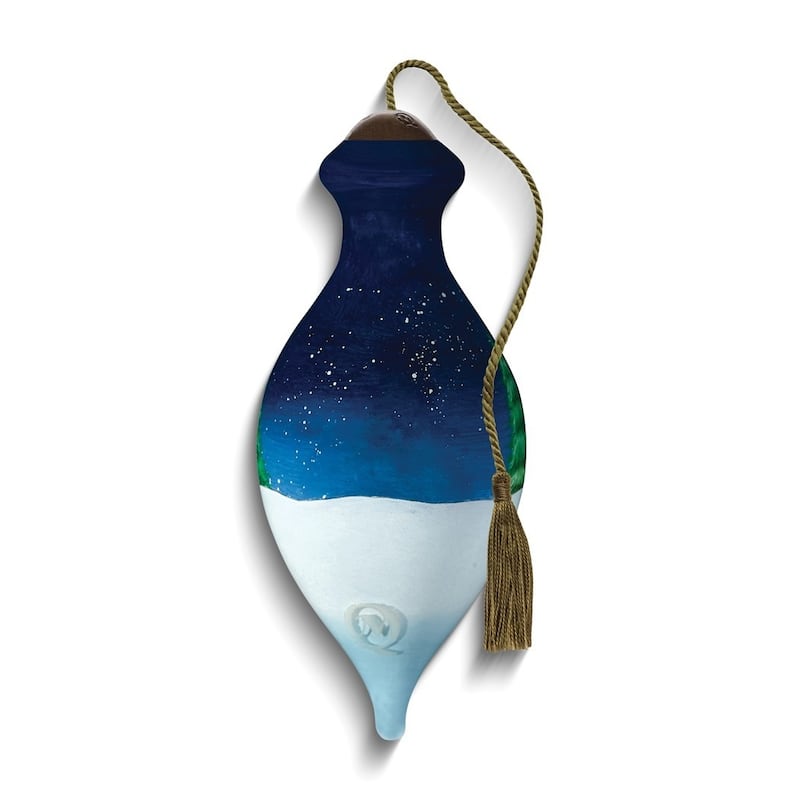 Curata Santa Peddling Fun By Emma Leach Hand-Painted Glass Ornament