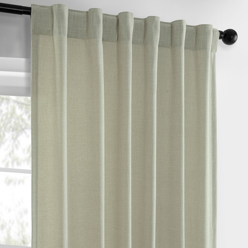 Exclusive Fabrics Basic Faux Linen Curtain Pair - 2 Panels - Light Filtering Window Curtains