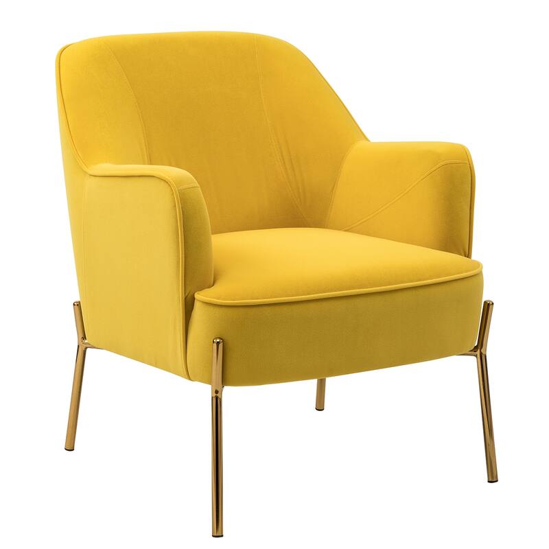 Barbara Modern Velvet Accent Chair for Bedroom with Metal Legs by HULALA HOME