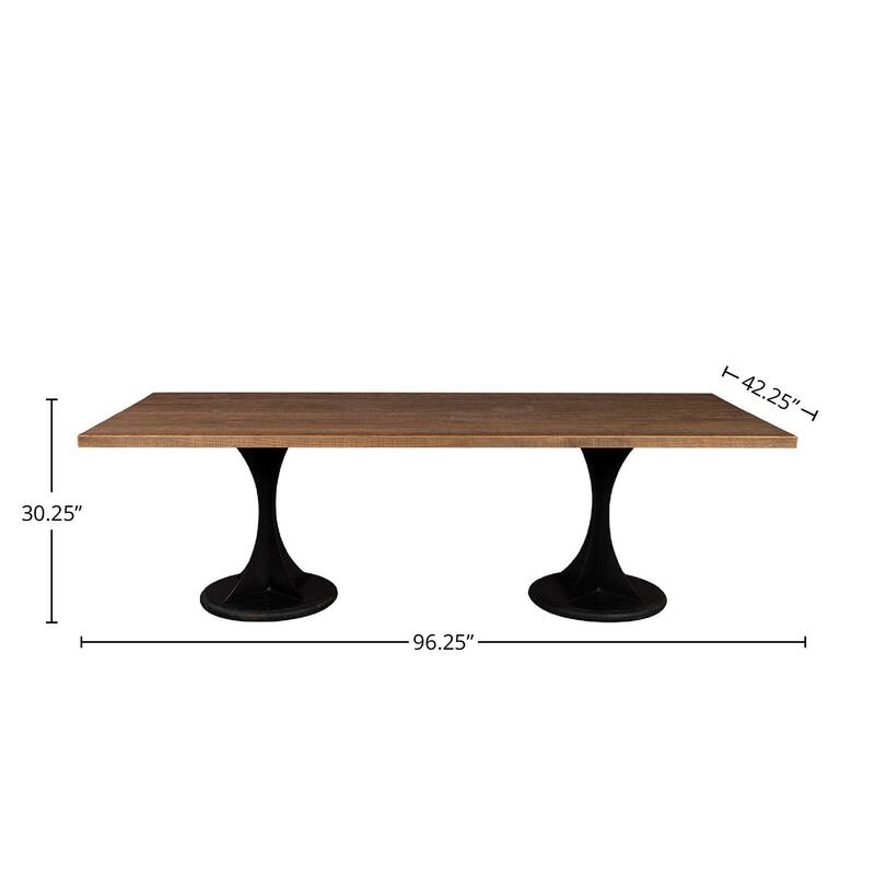 Buckley 96.25" Reclaimed Oak Dining Table, Black - Brown