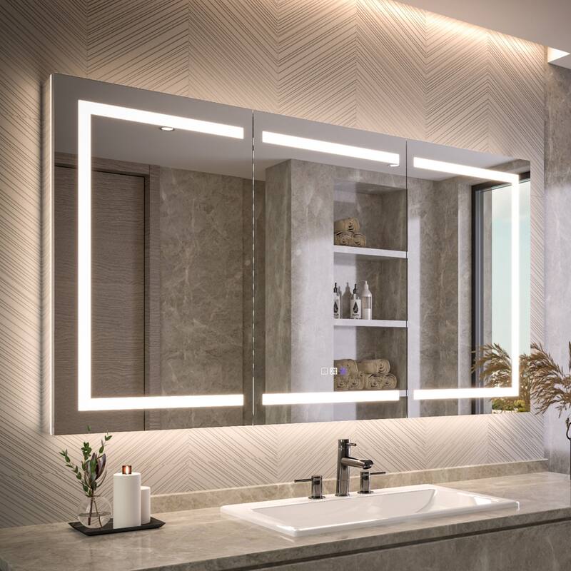 Modland 48"-72"W x 36"H Lighted Bathroom Medicine Cabinet with Backlit & Frontlit Modes,Anti-Fog