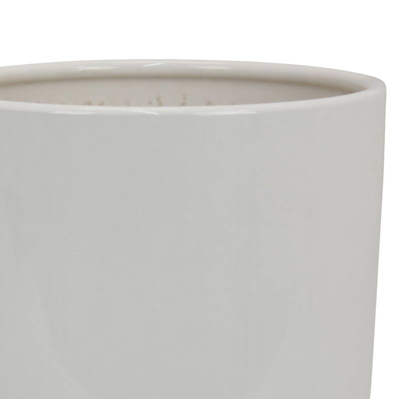 Lyna Accent Planter Set of 2, White Ceramic, Smooth Glossy Texture