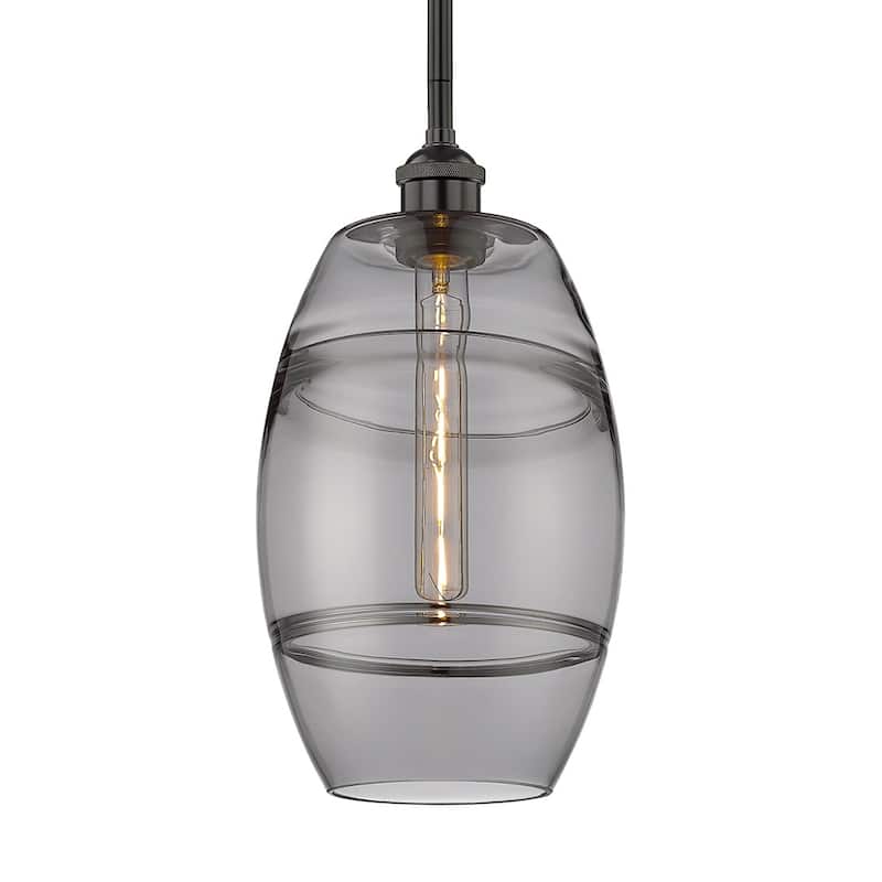 Innovations Lighting 616-1S 9 8 Vaz Pendant Vaz 8" Wide Mini Pendant - Matte Black / Light Smoke