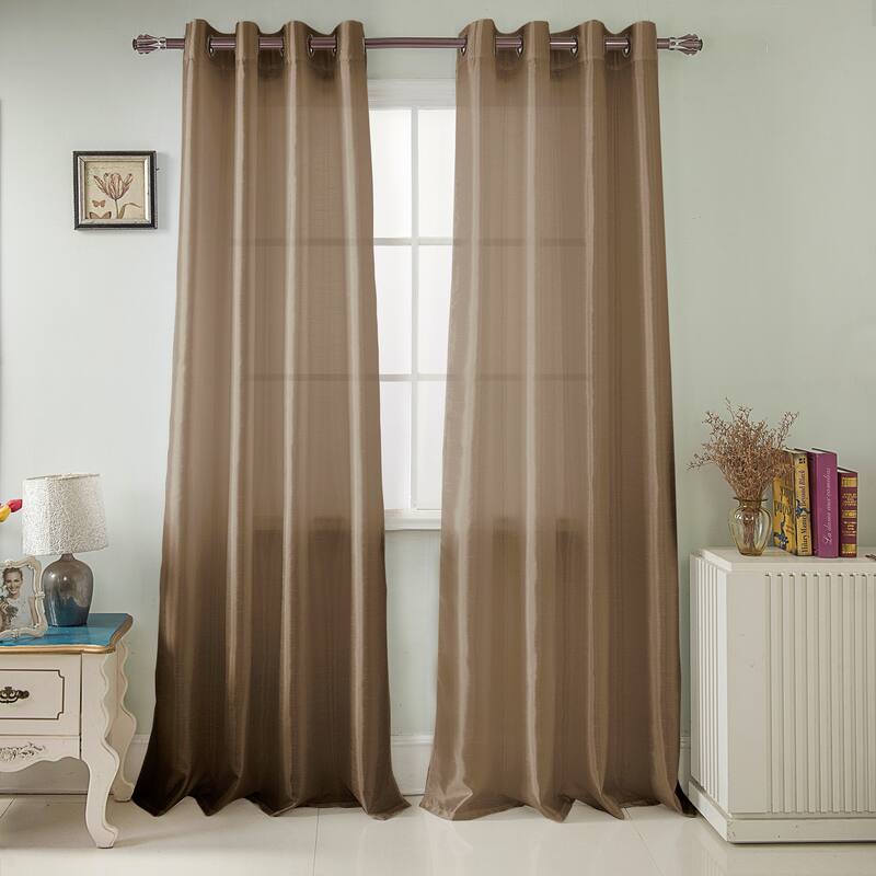 Nancy Faux Silk 63-inch Grommet Curtain Panel - 54 x 63 in. - 54 x 63 in. - Taupe