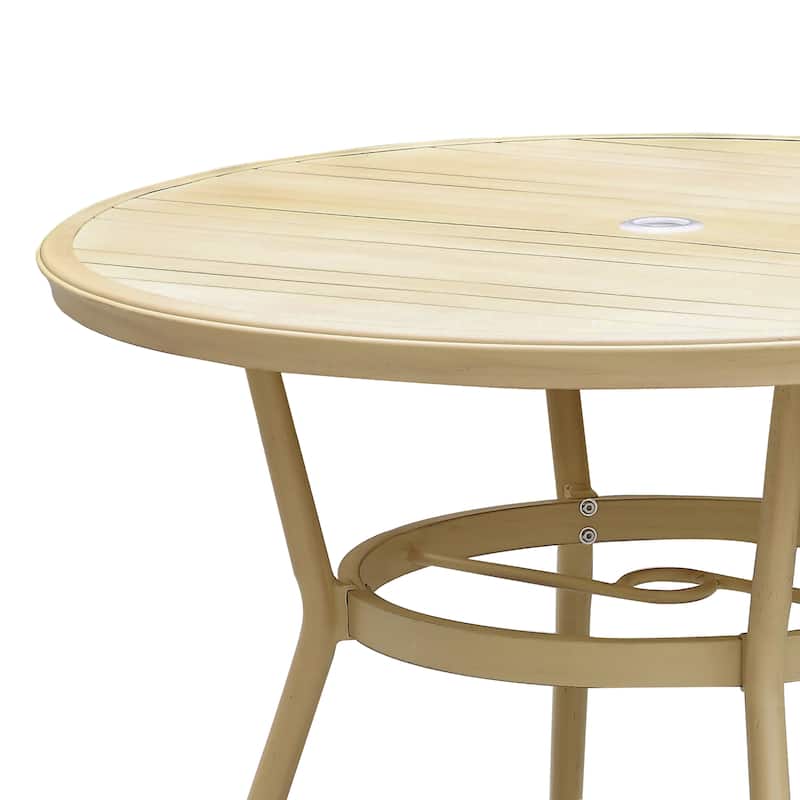 Furniture of America Ariel Natural Tone 40-inch Metal Round Patio Dining Table - 40-inches