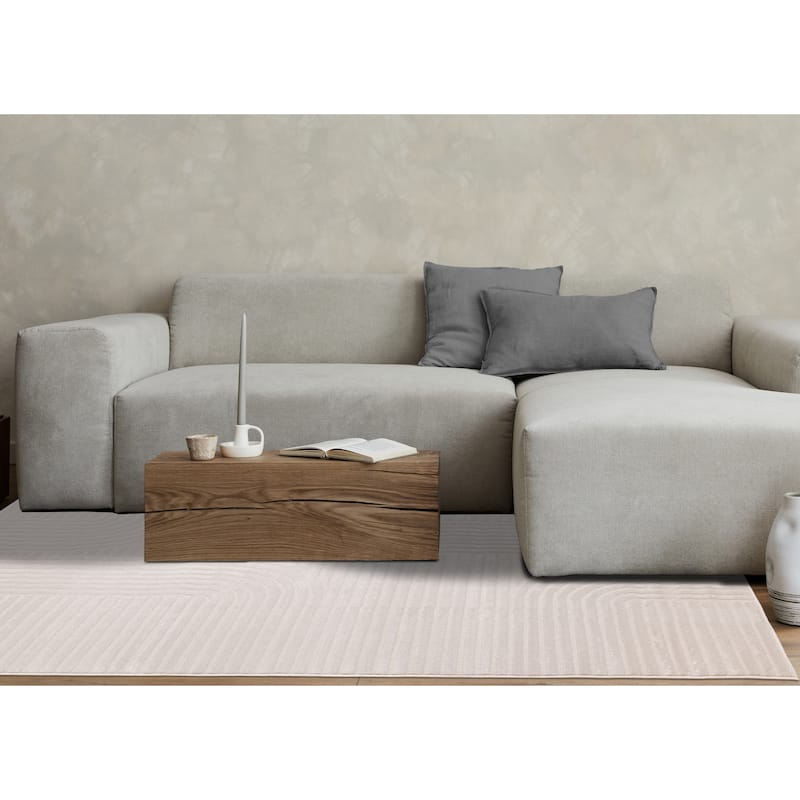 Leonardo White Grey Modern Lines Area Rug