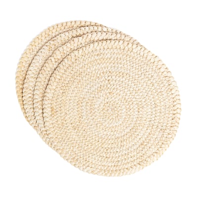 Over&back Natural Round Woven Placemats - Set of 4