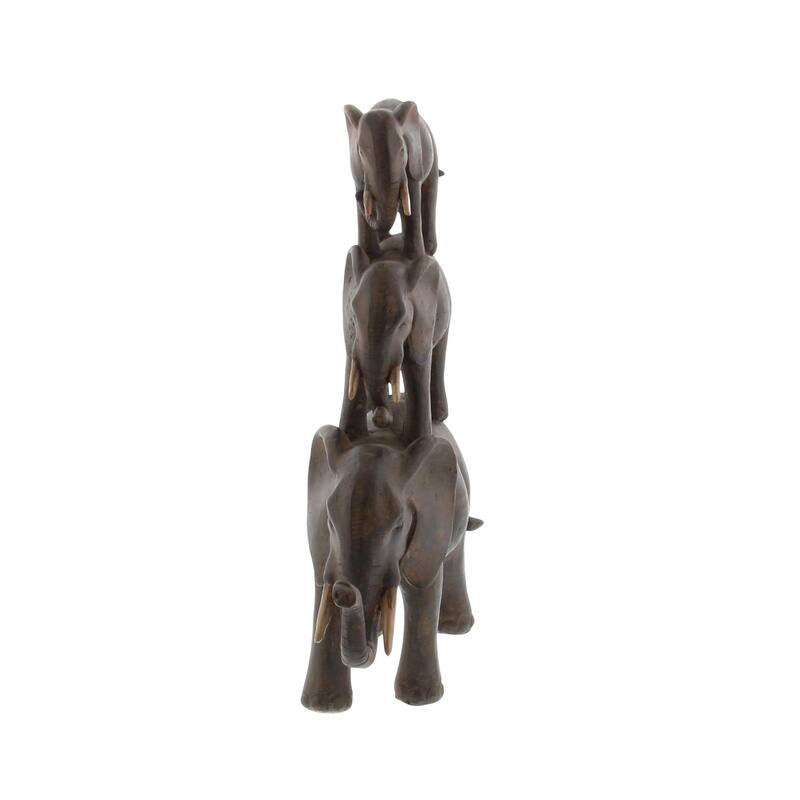 Polystone Elephant Decorative Sculpture - Brown - Roche River Decor