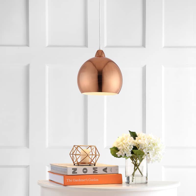 SAFAVIEH Lighting Stella Adjustable 1-Light Led Copper Pendant - 10"x10"x12.1-84.1" - 10Wx10Dx84H