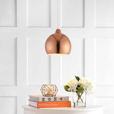 SAFAVIEH Lighting Stella Adjustable 1-Light Led Copper Pendant - 10"x10"x12.1-84.1" - 10Wx10Dx84H