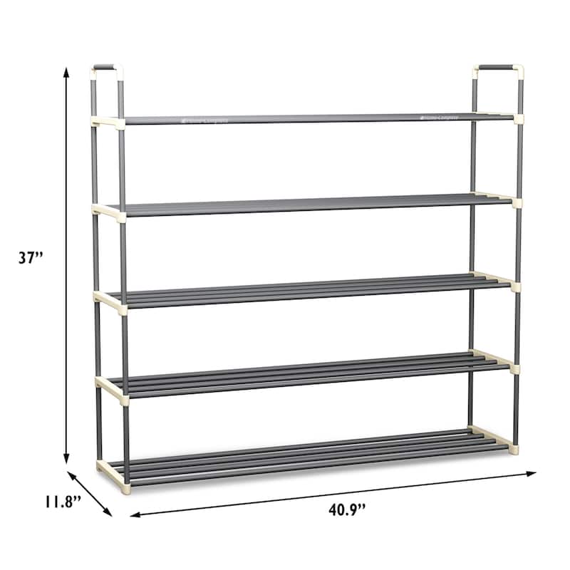 Shoe Rack - 5-Tier Shoe Organizer by Home-Complete (Gray)