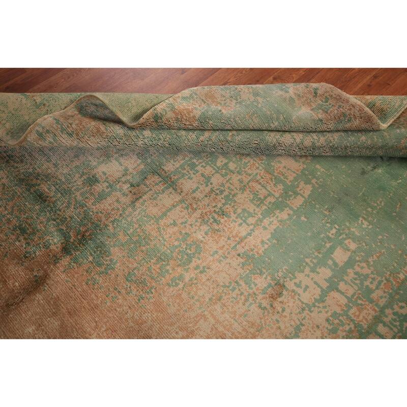 Contemporary Colorful Abstract Indian Rug Hand-Knotted Wool Carpet - 6'7" x 9'10"