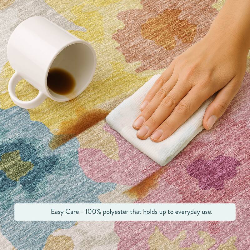 Machine Washable Indoor/ Outdoor Floral Bonnet Chantille Rug