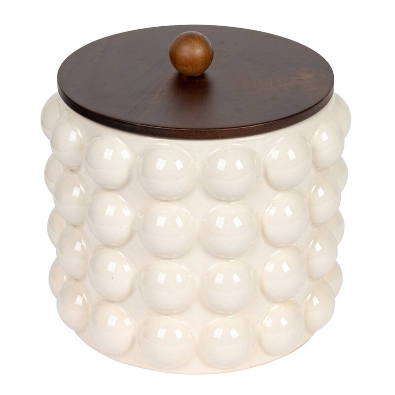 Stoneware Canister with Raised Dots and Lid