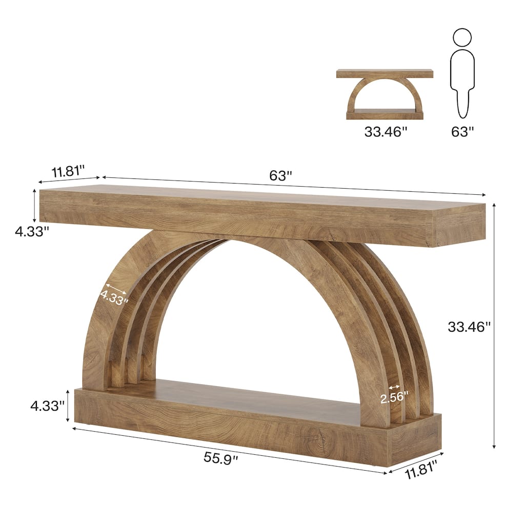 63-Inch Long Console Table Behind the Couch